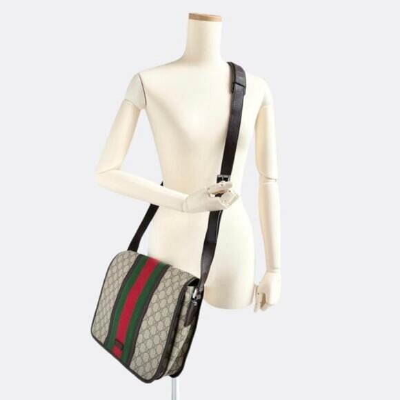 Authentic Gucci GG Sherry Supreme Web Messenger Bag Monogram Flap Ophidia - Picture 2 of 11